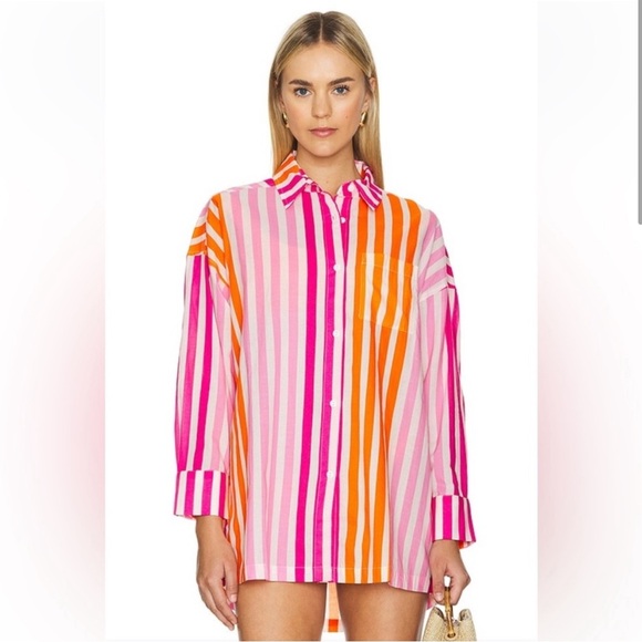 Beach Riot Alexa Cover Up Top Size L/XL in Sunset Stripe - Picture 4 of 9
